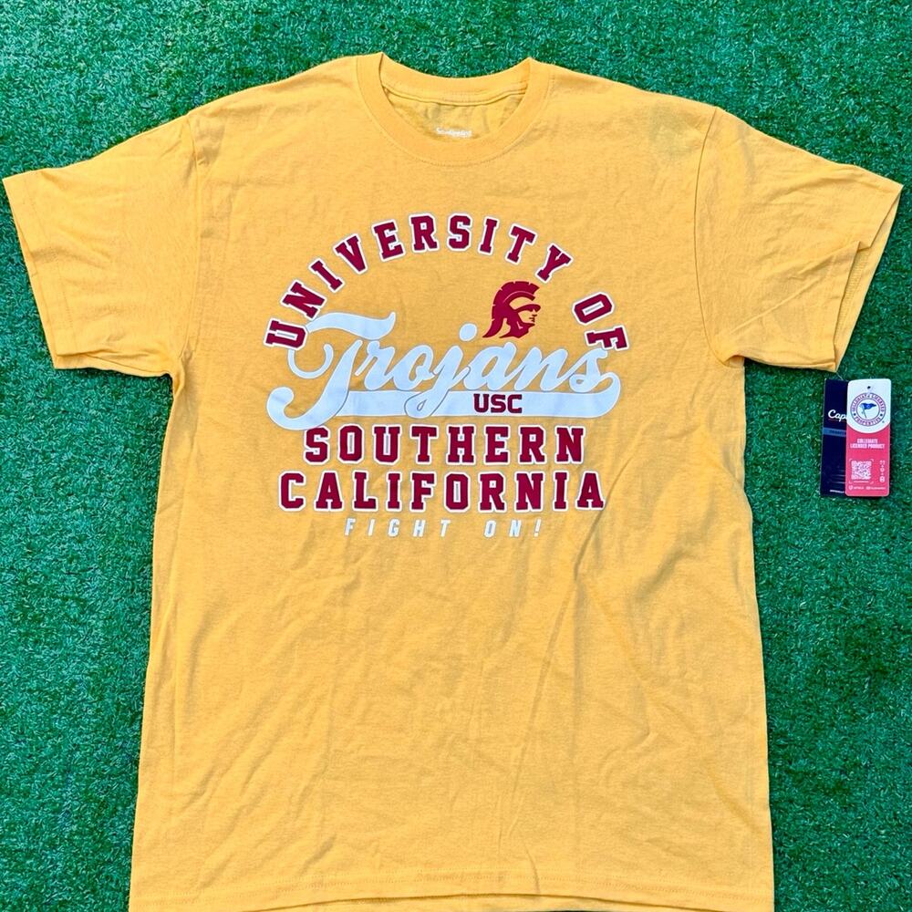 USC University Of Trojans T Shirt Yellow Tee Collegiate Licensed Product